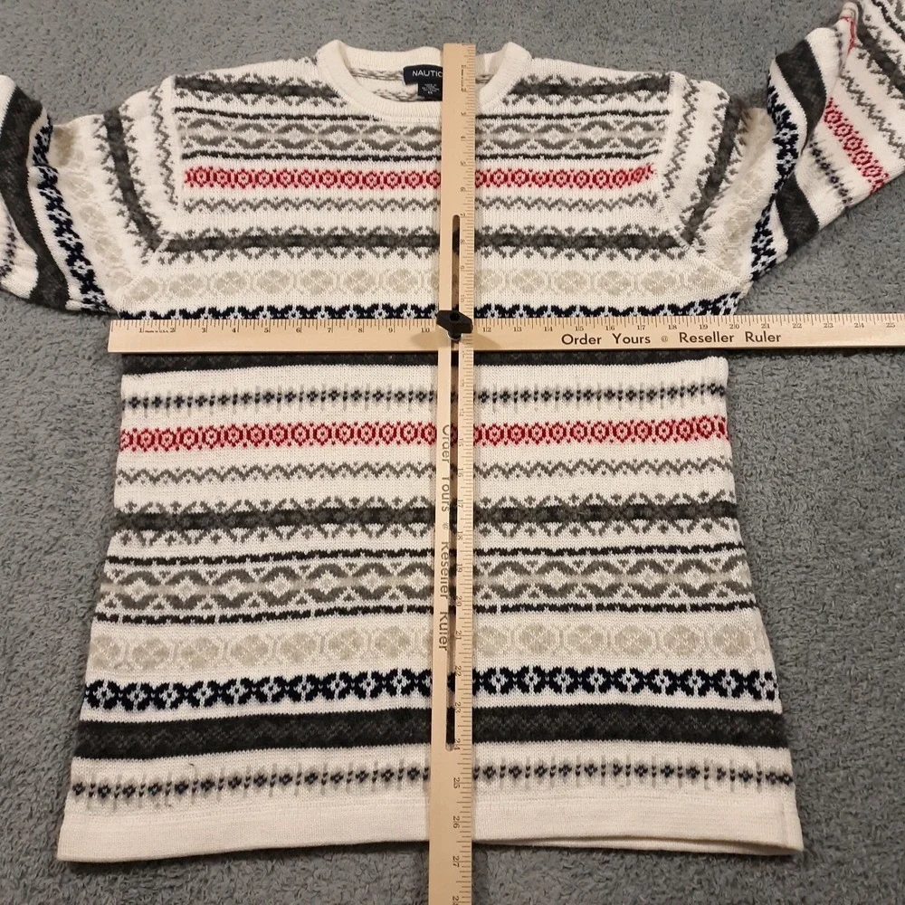 Nautica Sweater Mens Size Medium Wool Cotton Blend Pullover Crew Neck Knit